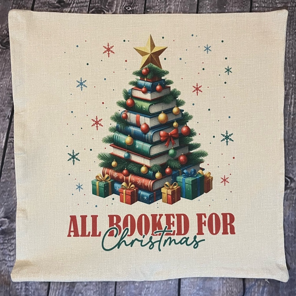 Booked for Christmas pillow cover